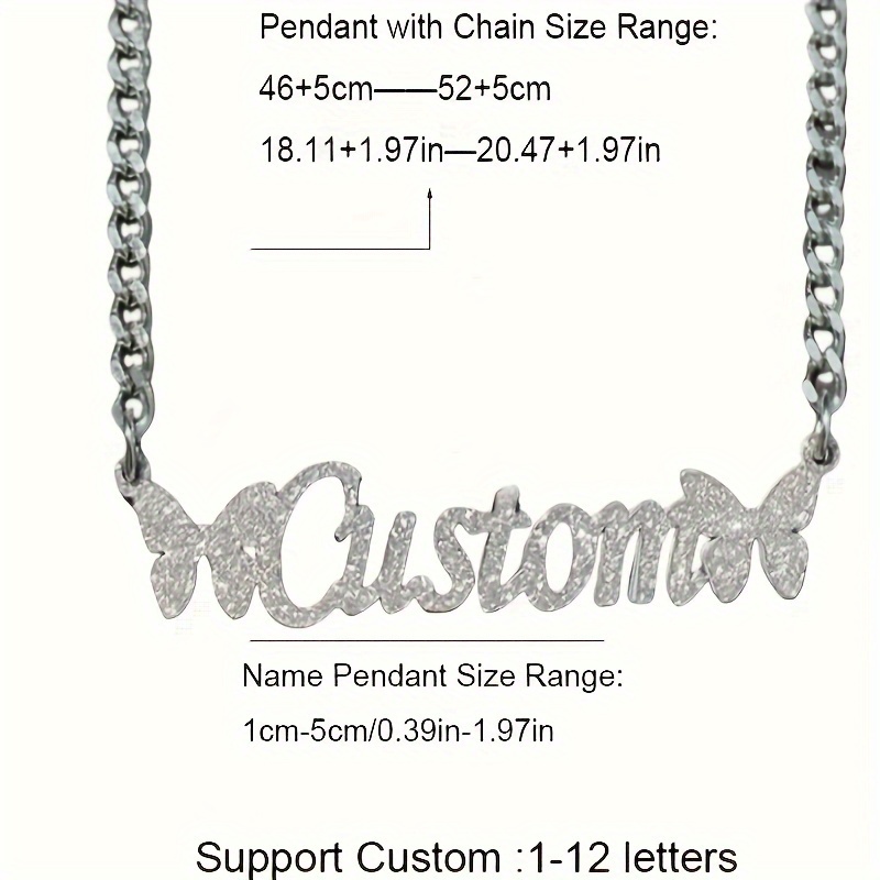 Customizable Stainless Steel Cuban Chain Necklace with Heart & Crown Pendant